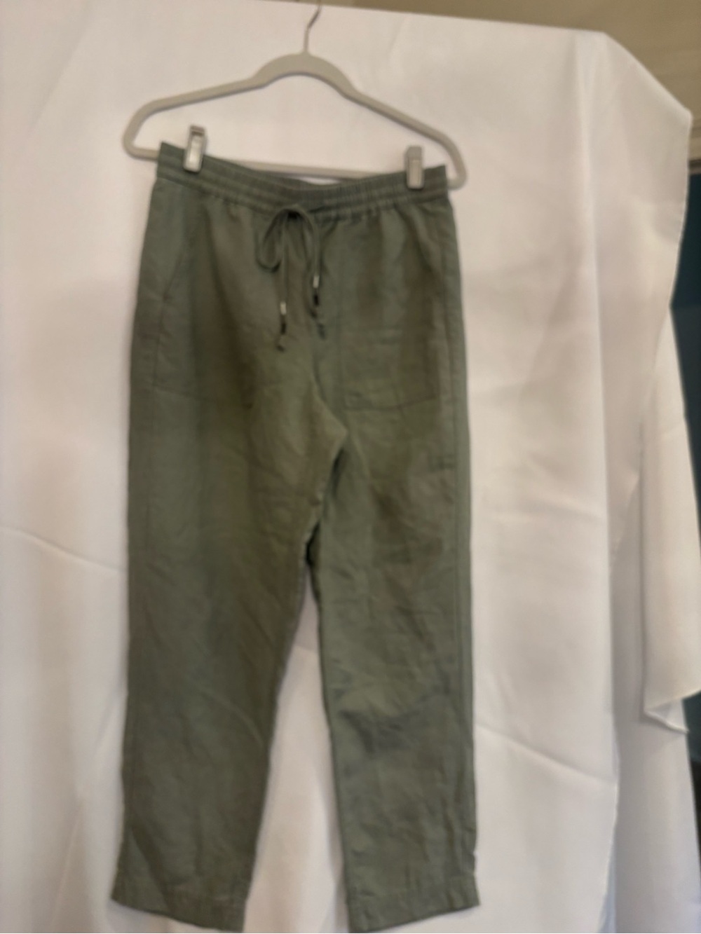 J. Crew Olive Green Drawstring Linen Pants